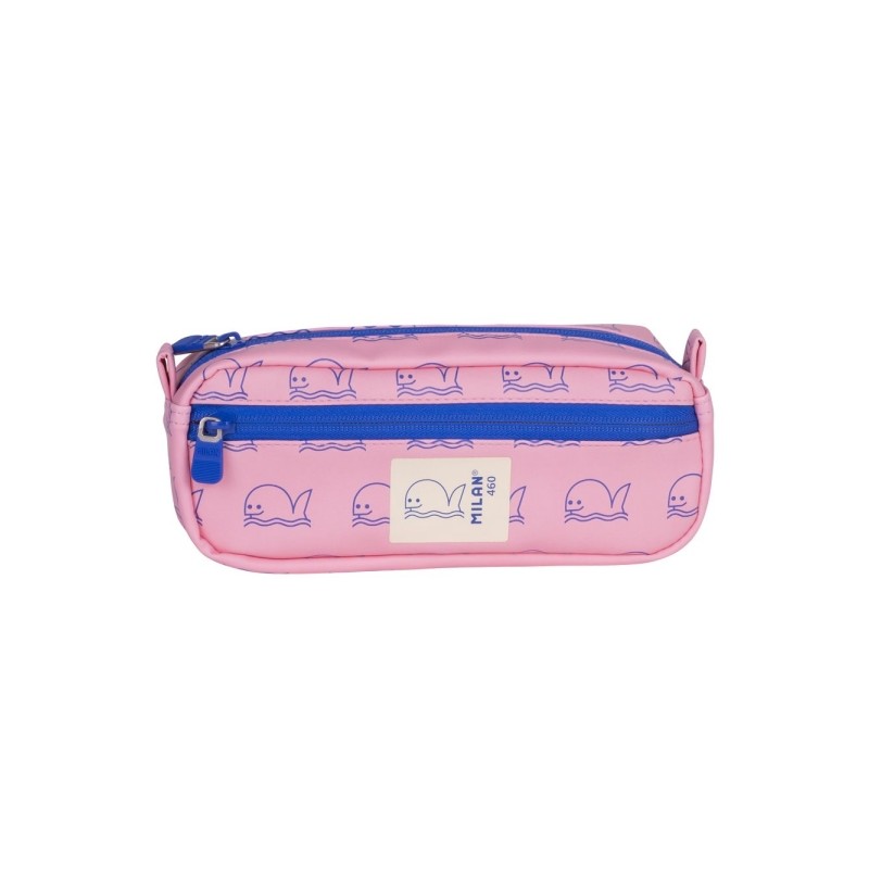 Trousse rectangulaire Milan Collection 460 - 2 compartiments zippés - Rose/Bleu
