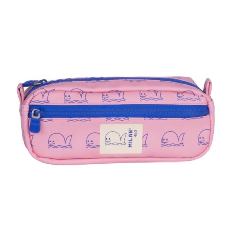 ✅ Trousse rectangulaire Milan Collection 460 - 2 compartiments zippés - Rose/Bleu couleur Rosa en stock