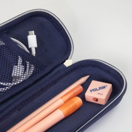 Trousse ovale semi-rigide Milan Collection 430 - Compartiment intérieur en filet - Tissu résistant aux déchirures - Bleu foncé