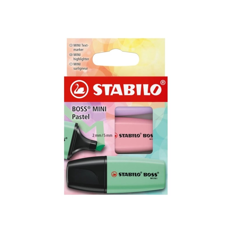 Surligneurs mini pastel Stabilo Boss x3 Surligneurs mini pastel Stabilo Boss x3