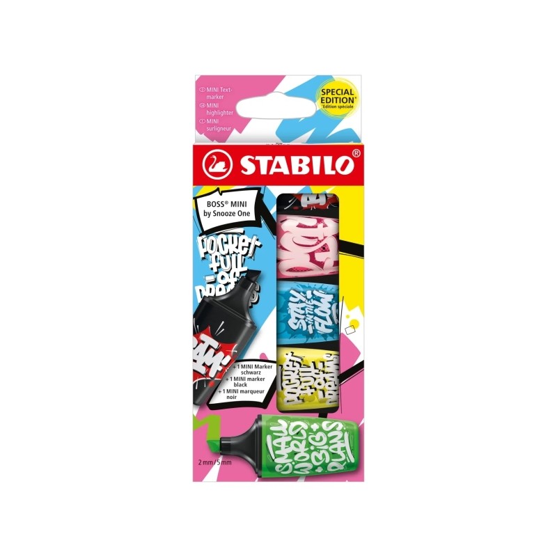 Mini marqueurs fluorescents 2-5 mm x5 Stabilo Boss Snooze