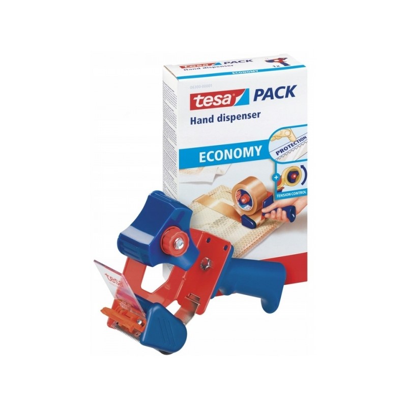 Tesa 6300 Scellant économique pour rouleaux jusqu'à 50 mm - Tension réglable manuellement - Couleur rouge/bleu