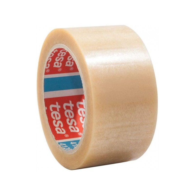 LOT de 6 Tesa 4120 Joint d'emballage standard 50 mm x 66 mètres – En PVC – Adhésif en caoutchouc naturel – Transparent