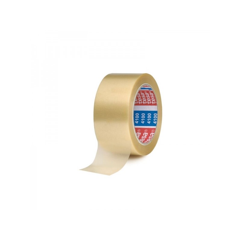 LOT de 6 Tesa 4100 Scellant d'emballage résistant 50 mm x 66 mètres - PVC brut - Adhésif puissant - Transparent