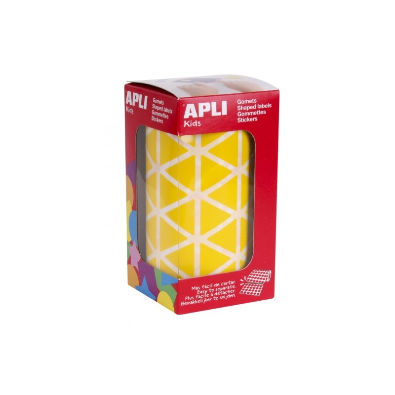 Apli Rouleau de Gomets Triangulaires - Adhésif Permanent - 2 832 Gomets - Couleur Jaune