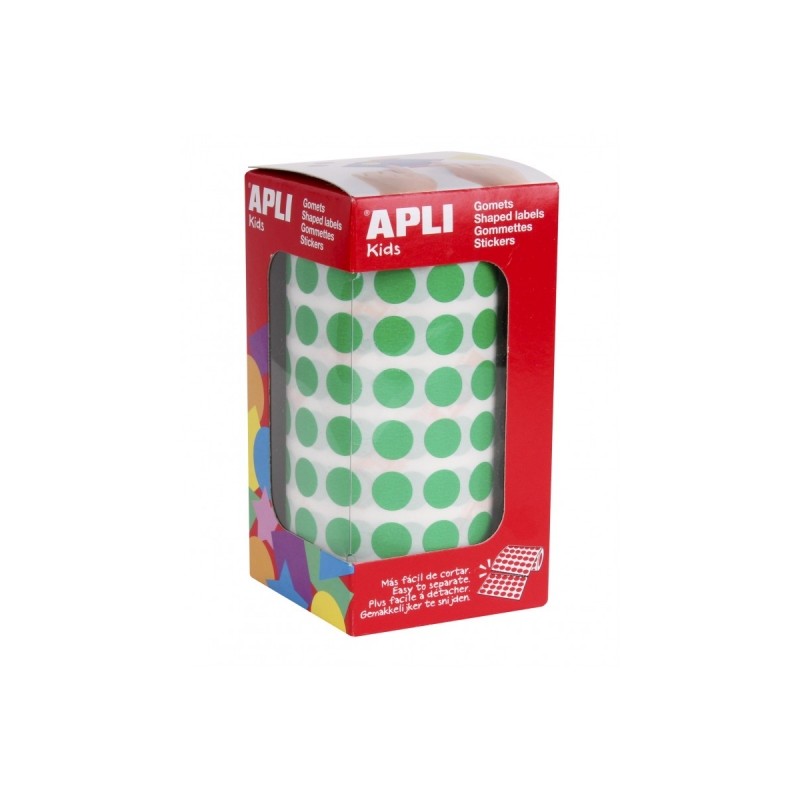 Apli Rouleau de Gomets Ronds - Adhésif Permanent - 5 192 Gomets - Développe les Compétences - Haute Qualité et Sécurité