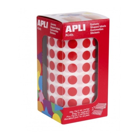 ✅ Apli Rouleau de Gomets adhésifs permanents ronds - 5 192 Gomets - Adhésif à base d'eau - Couleur rouge coul en stock