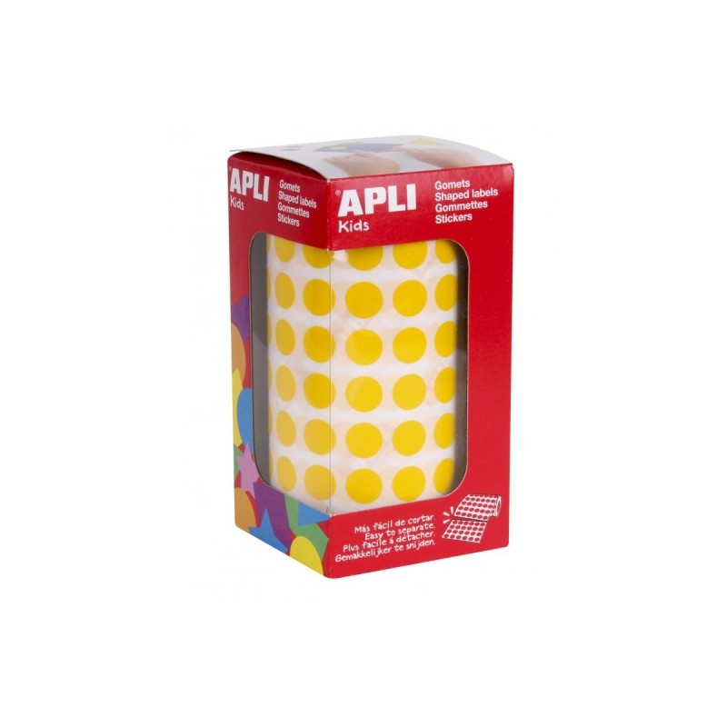 Apli Rouleau de Gomets Ronds Adhésifs Permanents - 5 192 Gomets - Facile à Séparer - Adhésif à Base d'Eau - Matériaux
