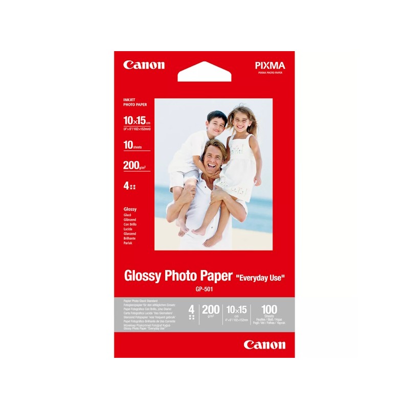 Canon GP-501 Papier Photo A6 10x15cm Brillant 200gr 10 Feuilles