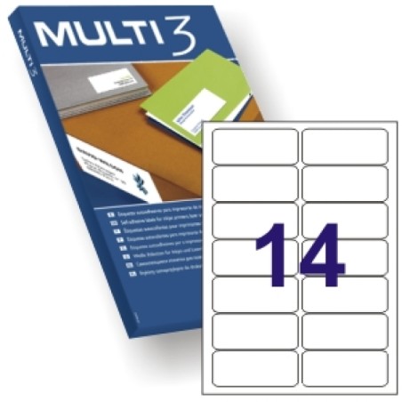 ✅ Multi3 Pack de 1400 Etiquettes Blanches Bords Arrondis Taille 99,1x38,1mm - Adhésif Permanent - Adaptées à en stock