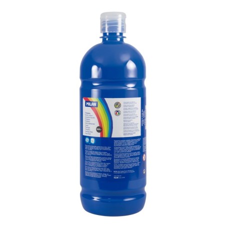 ✅ LOT de 6 Flacon Milan Tempera 1000 ml - Bouchon distributeur - Séchage rapide - Miscible - Couleur Bleu Cyan en stock