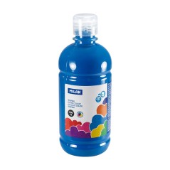 ✅ LOT de 6 Flacon Milan Tempera 500 ml - Bouchon distributeur - Séchage rapide - Miscible - Couleur Bleu Cyan c en stock