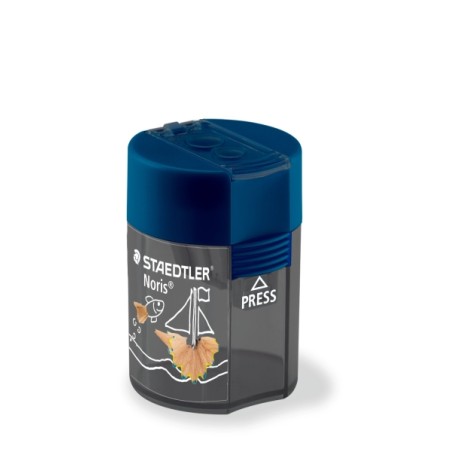Taille-crayon bleu réservoir transparent