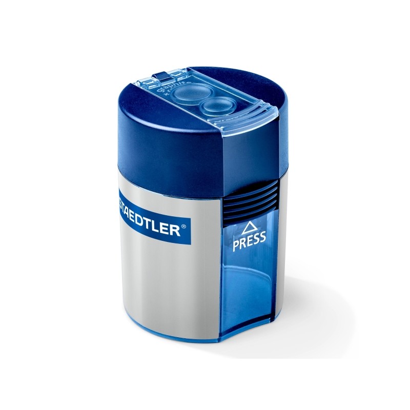 Taille-crayon 2 trous avec réservoir Staedtler bleu x10