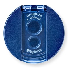 taille-crayon bleu double réservoir