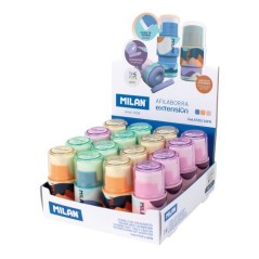 ✅ Milan Extension The Fun Présentoir de 16 taille-crayons avec gomme - Taille-crayon avec rangement et lame de en stock