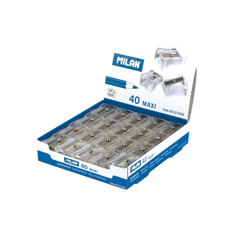 Taille-crayon 1 trou Milan Maxi | Lot de 40 - Transparent