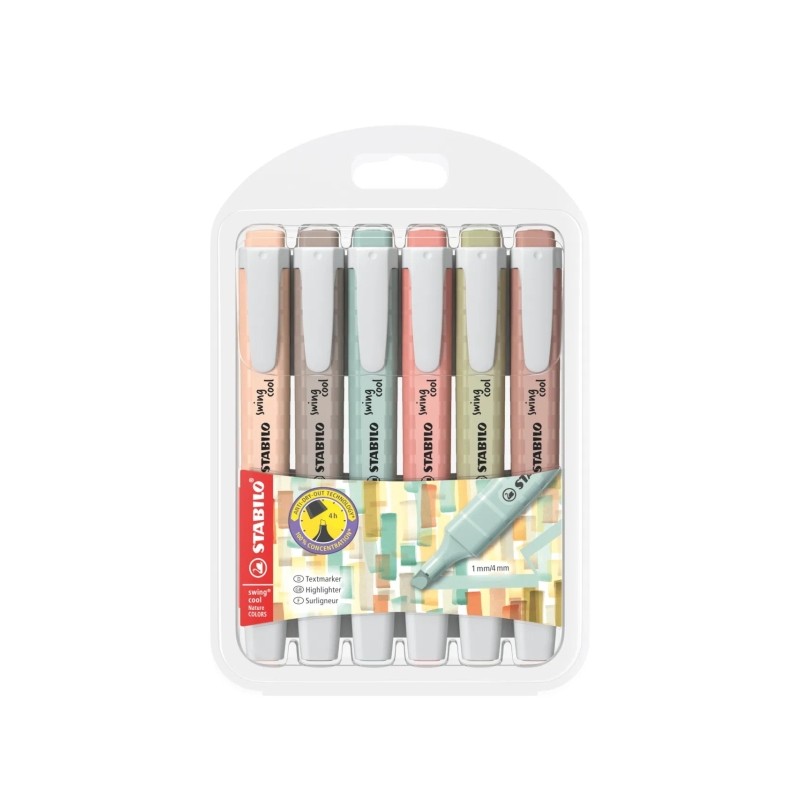 Marqueurs fluorescents Stabilo Swing Cool Naturecolors x6