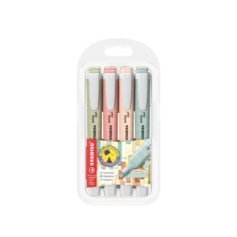Marqueurs fluorescents Stabilo Swing Cool Naturecolors x4