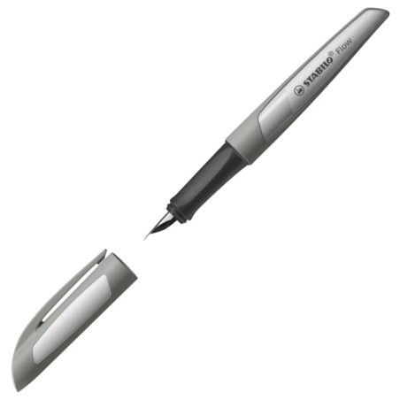 Stylo plume rechargeable gris Stabilo Flow - Plume M - Papeterie