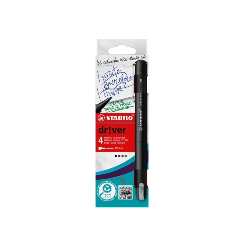 Marqueurs moyenne 0,8 mm Stabilo Dr!ver x4 encre à l'eau Marqueurs moyenne 0,8 mm Stabilo Dr!ver x4 encre à l'eau