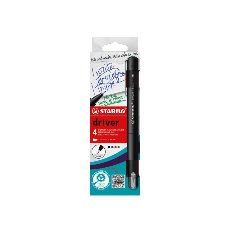 Marqueurs pointe fine 0,4 mm x4 Stabilo Dr!ver Marqueurs pointe fine 0,4 mm x4 Stabilo Dr!ver