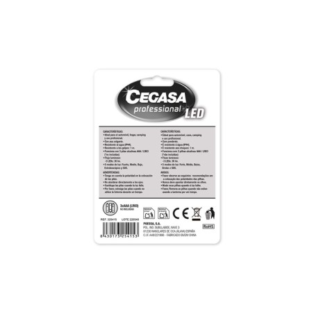 Lampe torche professionnelle Cegasa 5 LED 30 lm - Crochet de suspension - 5 modes d'éclairage - IP44 résistant aux chocs et à