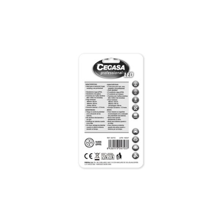 Lampe torche LED professionnelle Cegasa 400 lm - Dimensions : 12 x 4 cm - En aluminium - Fonctionne avec 4 piles AAA (non
