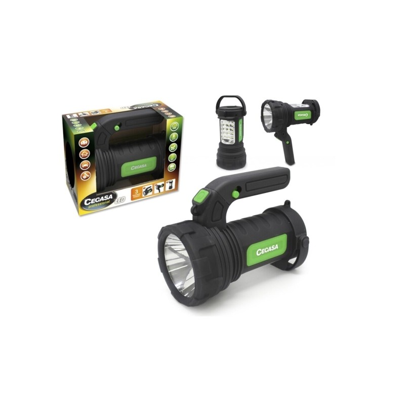 Lampe torche/projecteur LED professionnel Cegasa 220 lm - Mode lampe torche, projecteur et lampadaire - Fonctionne avec 3 piles