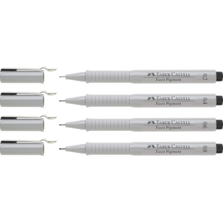 Marqueurs Faber-Castell Ecco Pigment 0,2-0,8 mm Noir - Lot de 4