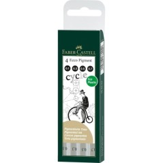 ✅ Lot de 4 marqueurs Faber-Castell Ecco Pigment 0,1, 0,3, 0,5 et 0,7 mm - Pointe en métal moulé - Encre pigmen en stock