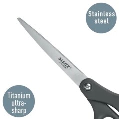 ✅ Ciseaux Leitz en acier inoxydable 20,5 cm - Revêtement titane - Poignée ergonomique - Gris couleur gris en stock