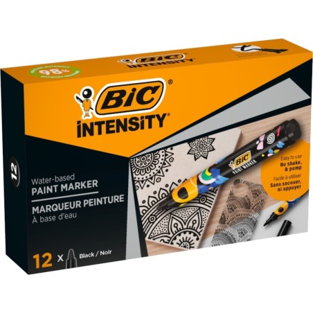 ✅ LOT de 12 Marqueur peinture Bic Intensity - Pointe moyenne - Encre à base d'eau - 98 % de matériaux recyclé en stock