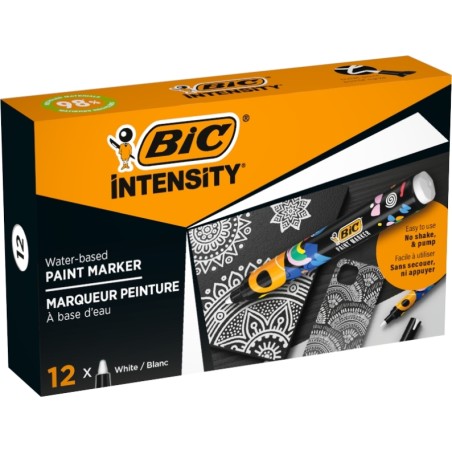 ✅ LOT de 12 Marqueur peinture Bic Intensity - Pointe moyenne - Encre à base d'eau - 98 % de matériaux recyclé en stock