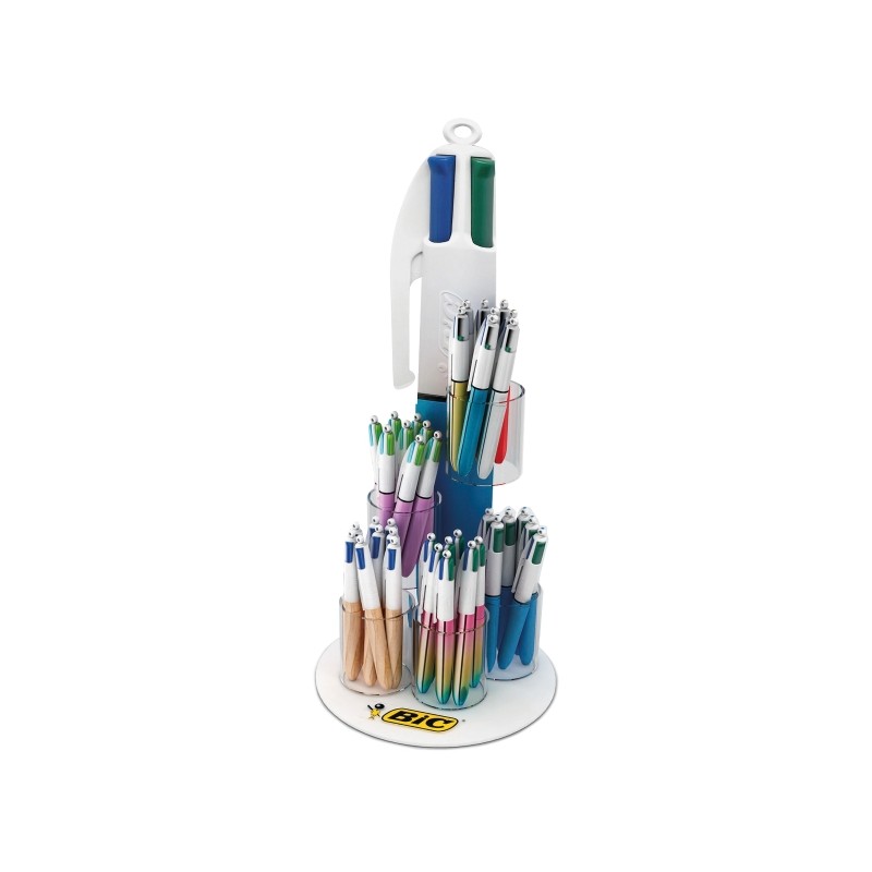 Stylos bille rétractables Bic 4 couleurs - Coffret 60 - Pointe 1,0 mm


