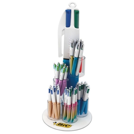 ✅ Coffret de 60 stylos à bille rétractables Bic 4 couleurs - Pointe moyenne 1,0 mm - Encre à l'huile - 4 coul en stock
