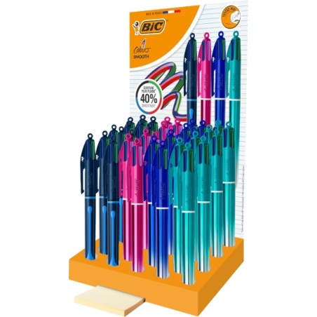 ✅ Stylo à bille rétractable Bic 4 couleurs, dégradé lisse et goutte - Pointe moyenne de 1,0 mm - Écriture 4 en stock