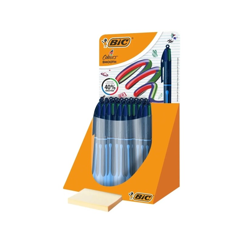 Stylos bille rétractables Bic 4 couleurs - Lot de 30 - 1,0 mm