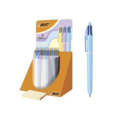 ✅ Présentoir Bic 4 couleurs pastel avec 30 stylos à bille rétractables - Pointe moyenne 1,0 mm - Encre à l'h en stock
