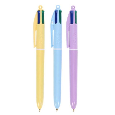 Stylos bille rétractables Bic 4 couleurs pastel - Lot de 3