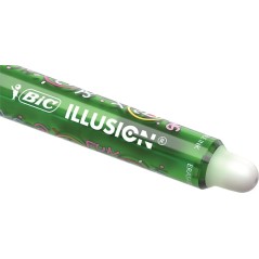 ✅ LOT de 12 Stylo effaçable Bic Illusions - Pointe moyenne 0,7 mm - Grip caoutchouc - Rechargeable - Vert coule en stock