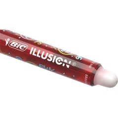 ✅ LOT de 12 Stylo effaçable Bic Illusions - Pointe moyenne 0,7 mm - Grip caoutchouc - Rechargeable - Rouge coul en stock