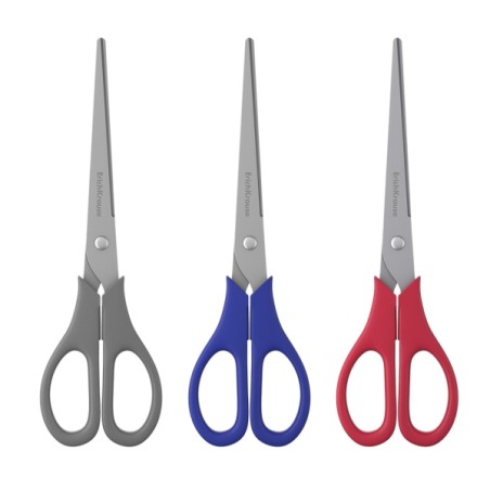 Ciseaux ErichKrause EasyCut en acier inoxydable 19 cm - Double affûtage avancé - Couleurs assorties aléatoires
