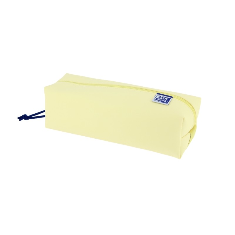 LOT de 5 Grande trousse carrée Oxford Live & Go - Matière matelassée - Bande élastique pour l'attacher au carnet - Jaune