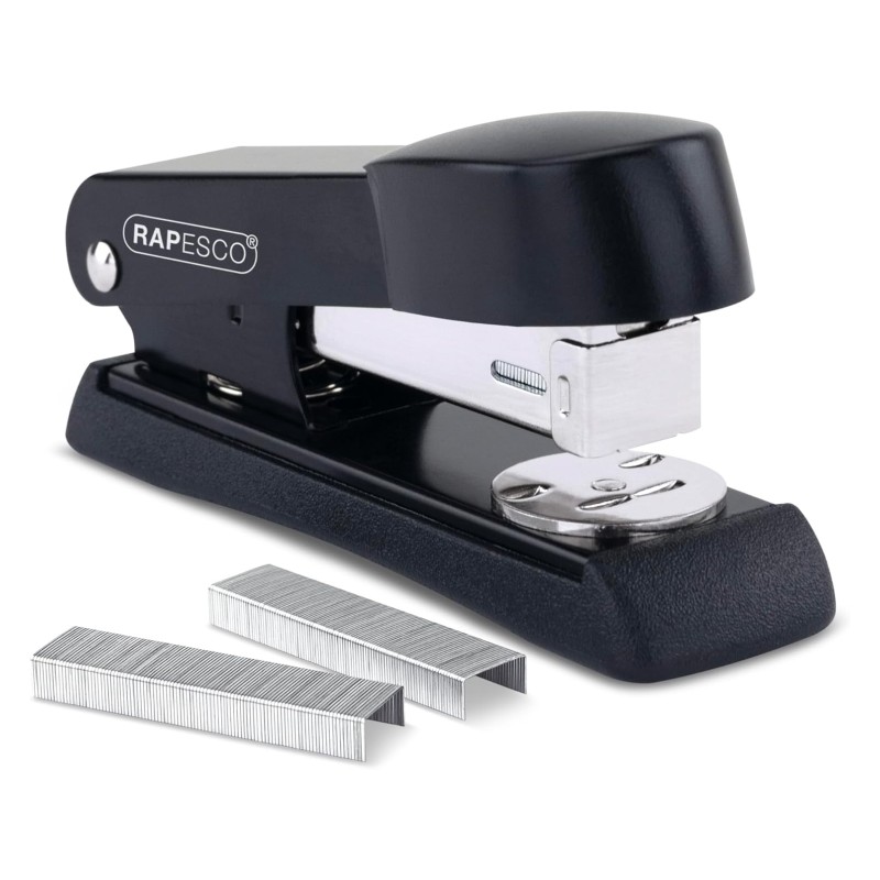 Agrafeuse de bureau en métal Rapesco Minno 526 - Jusqu'à 20 feuilles - Agrafes 22/6, 24/6, 26/6 - Agrafage fermé et ouvert