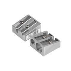 ✅ LOT de 20 Taille-crayon Milan à 2 trous - Lame en acier carbone - Construction en aluminium couleur Aluminio en stock