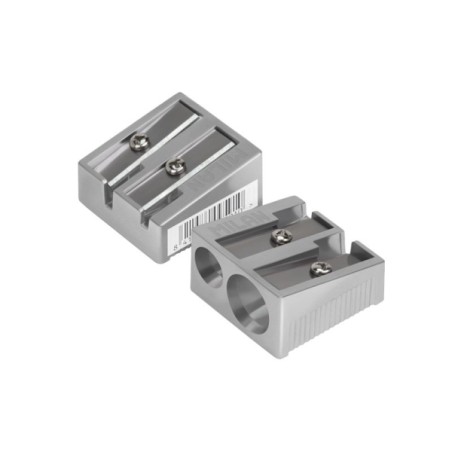 ✅ LOT de 20 Taille-crayon Milan à 2 trous - Lame en acier carbone - Construction en aluminium couleur Aluminio en stock