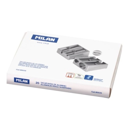 Taille-crayon 2 trous Milan - Lot de 20 - Aluminium, lame en acier