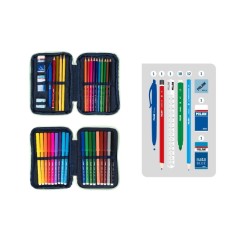 Trousse à crayons à deux niveaux Milan Collection 430 avec 2 gommes, un taille-crayon, un crayon, un stylo à bille P1 Touch