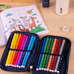 ✅ Trousse à crayons Milan Collection 430 à 2 niveaux avec 2 gommes, un taille-crayon, un crayon, un stylo à b en stock